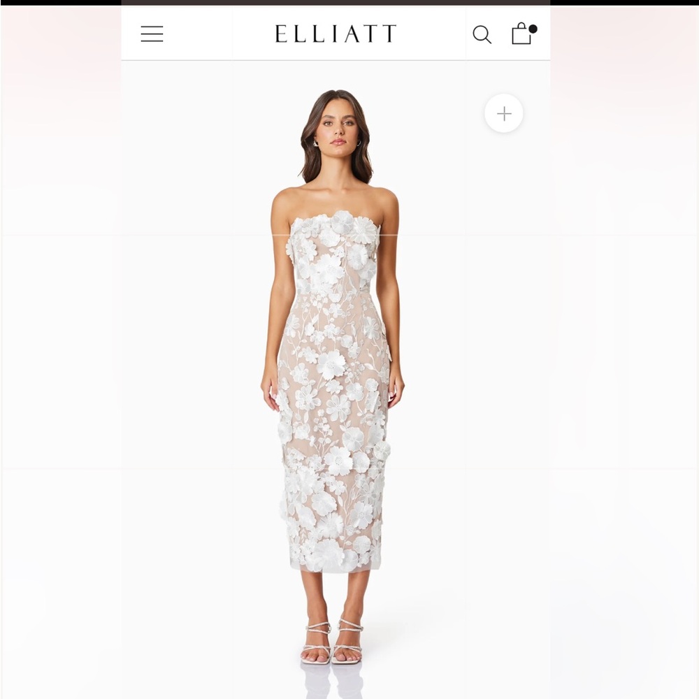 ELLIATT Helena Dress floral embroidered Revolve NWT white/nude